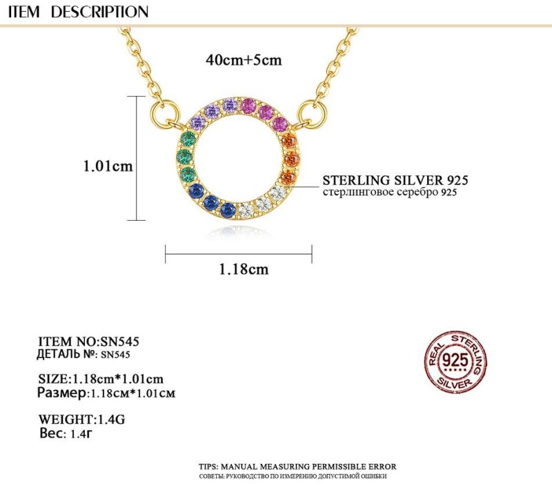 Multi Round Pendant Necklace with Colorful Cubic Zircon