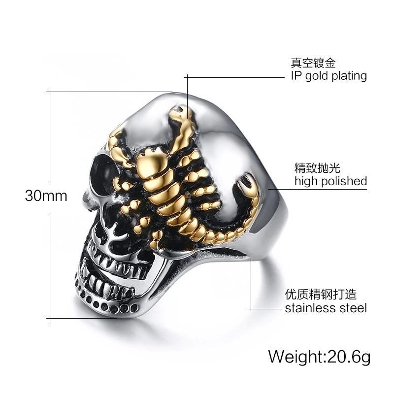 Scorpion Design Cool Skull Ring for Men