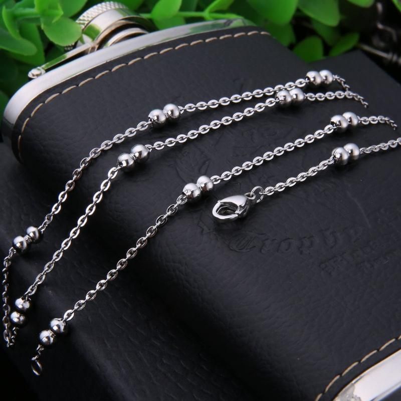 Stainless Steel Necklace Double Beads Cross Link Chains for Woman