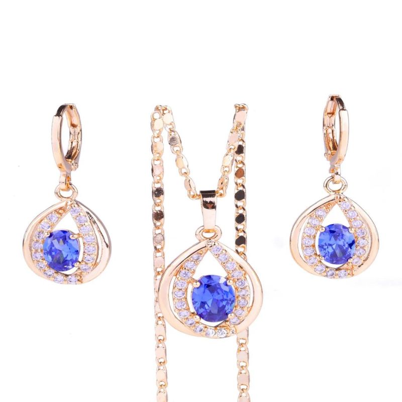 18K Rose Gold Plated Copper Alloy Brass CZ Jewelry Set for Party