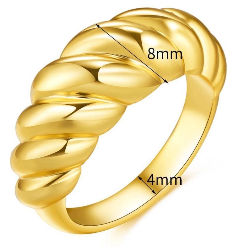 Fashion Screw Thread Real Gold Plated Twist Ring Jewelry