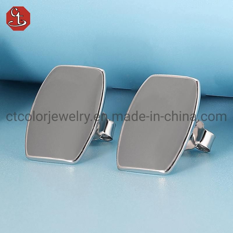 925 Silver and Brass Fashion Enamel Simple Earring Jeweley