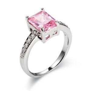 Elegant White Gold British Pink CZ Fashion Finger Ring