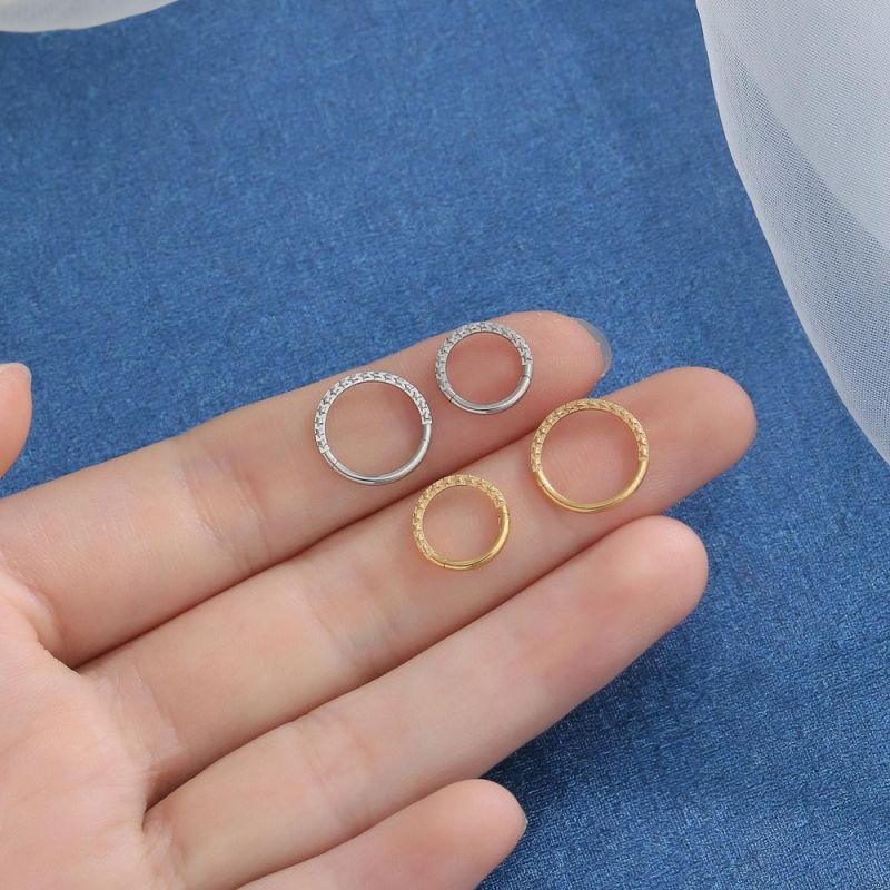 Star Pyramid Nose Septum Rings-Titanium Hinged Segment Clicker 16g 6mm to 12mm Body Piercing Jewelry