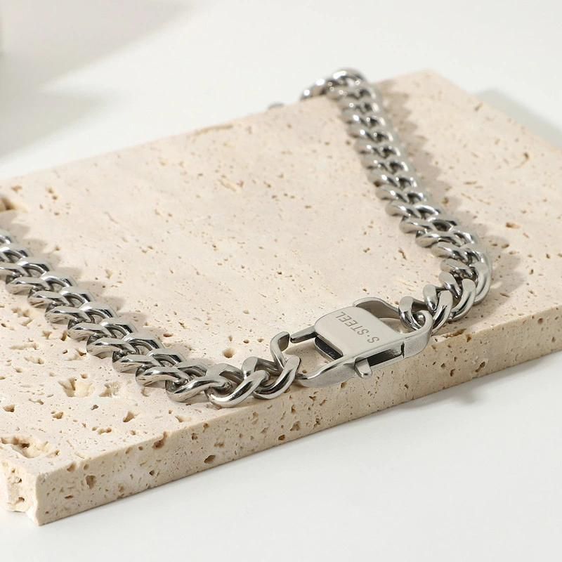Stainless Steel Hip Hop Punk Chain Link Necklace for Women Men Fashion Jewelry