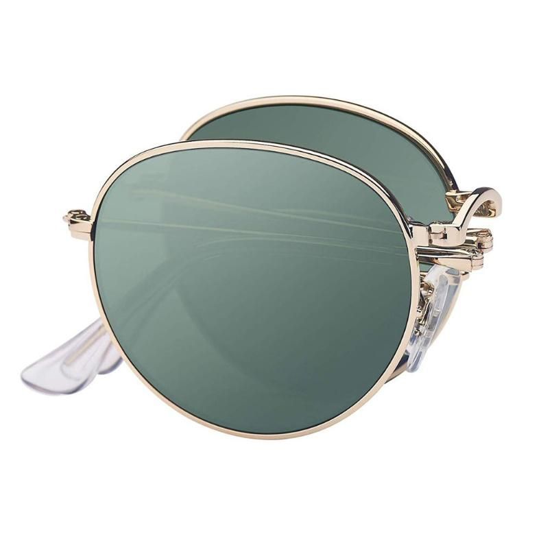 Easy Carry Pocket Metal Round Foldable Polarized Folding Luxury High Quality Sunglasses Sunglass Fold