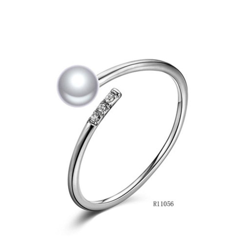 Minimalism 925 Sterling Silver with Pearl Open Ring