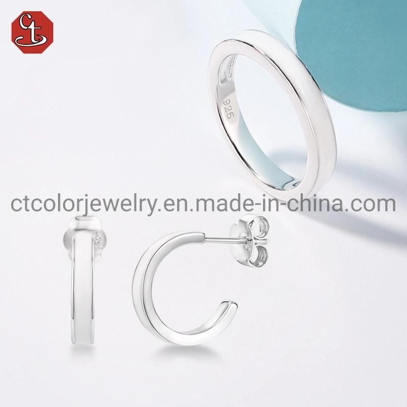 Custom Fashion Jewelry for Women 925 Silver Jewelry White Enamel Earrings