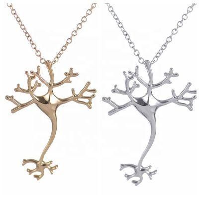 Fashion European American Silver Irregular Tree Pendant Necklace