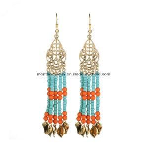 New Fashion Bohemian Hollow Multi-Color Beaded Long Tassel Earrings Jewelry