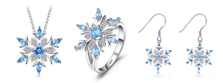 925 Sterling Silver Snowflake Ring for Fashion Women Fine Jewelry with Cubic Zirconia