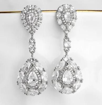 Wedding Bridal Elegant Earring Necklace Jewelry, Bridal CZ Earring Necklace Jewelry
