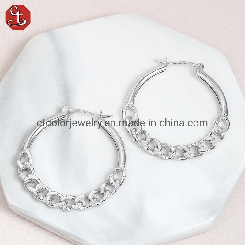 2022 New fashion jewelry 925 silver hoop earring 5A zircon shaped lock earrings