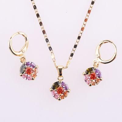 Fashion Wedding Gold Plated Alloy Silver Ring Necklace Earring Jewelry Set with CZ Crystal Pearl