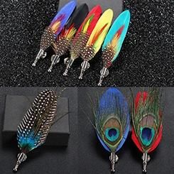 Feather Brooch Lapel Pin Handmade Men Women Novelty Brooches Lapel Pins