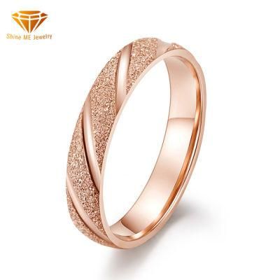 Beveled Pearl Sand Titanium Steel Couple Rings Net Red Rings Trendy Fashion Accessories