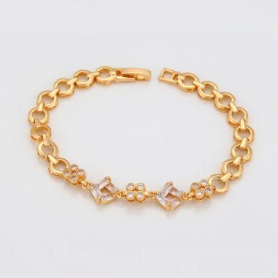 Jewelry Fashion Unique Design Ins Style Set with Diamond 18K Gold Copper Bracelet