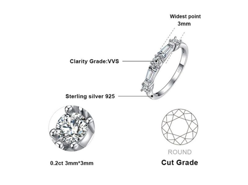 Customized Women Sterling Silver CZ Wedding Ring Engagement CZ Ring Band