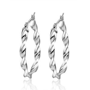 New Type 925 Sterling Silver Water Wave Hoop Earring