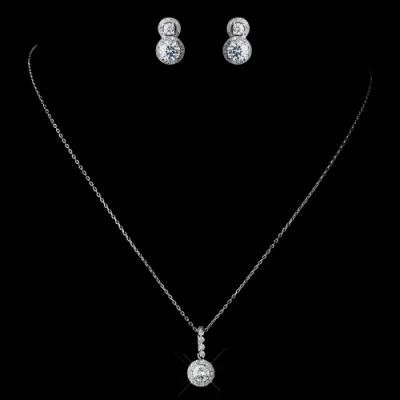 Elegant Round Cubic Zircon Jewelry Set, Wedding CZ Jewelry Set, Bridal Jewelry Set