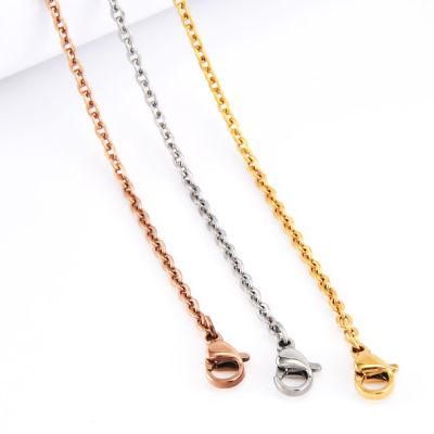 Fashion Jewelry Manufacturer Gold Plated Stainless Steel Faceted Cable Chain Anklet Bracelet Necklace for Jewellery Making