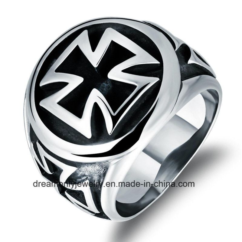 Fashion Stainless Steel Casting Vintage Cross Ring