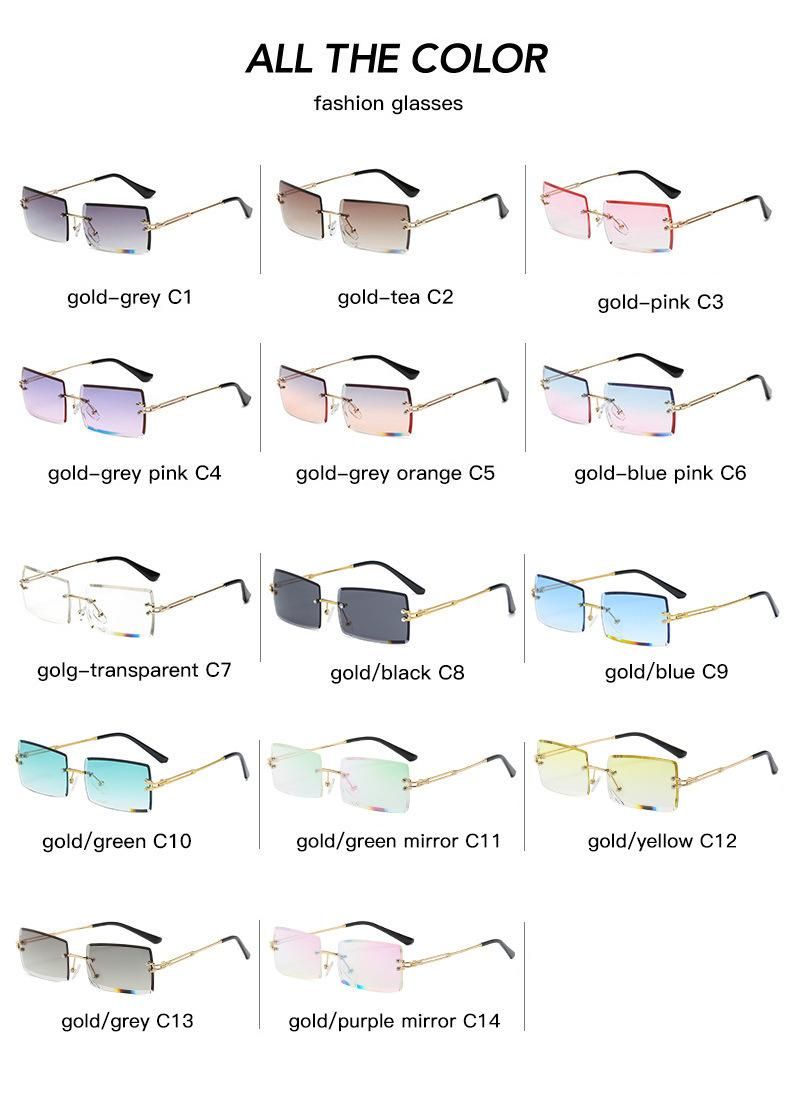 2022 New Fashion Trend Simple Design Punk Style Frameless Metal Sun Glasses Small Square UV400 Sunglasses