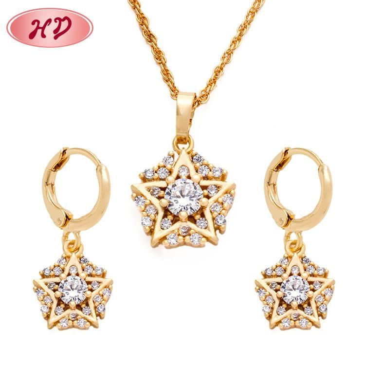 High Quality 18K Gold Plated Crystal Rhinestone Jewelry Set with Necklace for Women