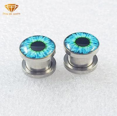 Stainless Steel Jewelry Black Eyeball Eyes Ear Expander Piercing Ear Plug Body Piercing Jewelry Spg2734