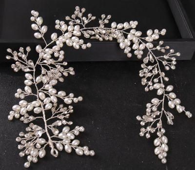 Bridal Wedding Luxury Pearl Headband Hair Vines Headpiece