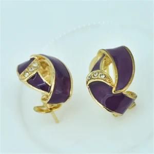 Free Shipping 18k Gold Beautiful Crystal Purple Classic Fashion Earring, Wholesale Earrings (E140002)