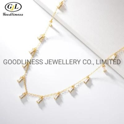 925 Sterling Silver Fine Jewelry Women CZ Charm Necklace