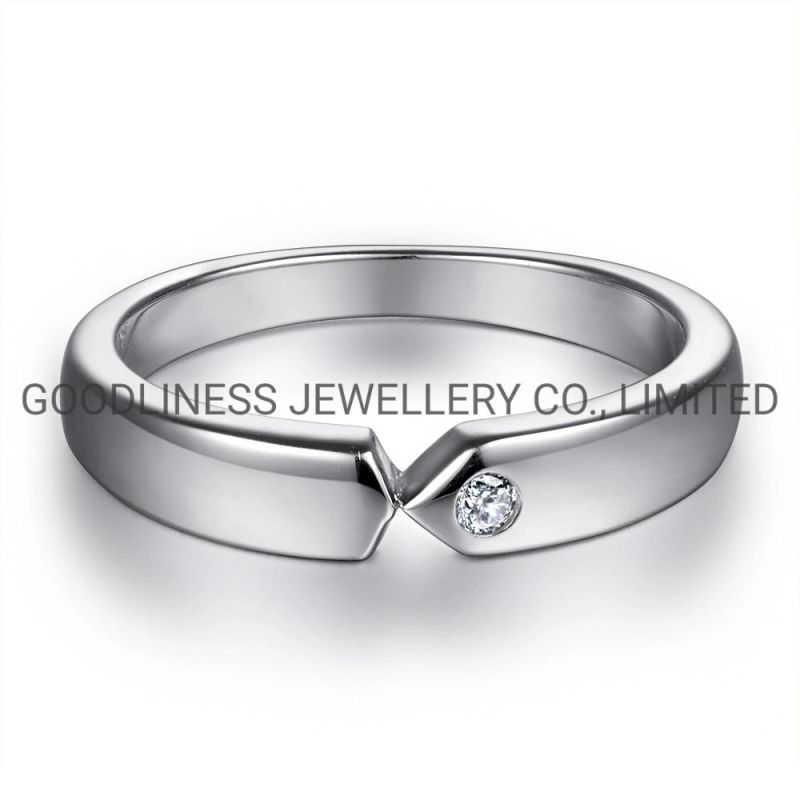 Simple 925 Sterling Silver CZ Women Gold Plated Finger Rings