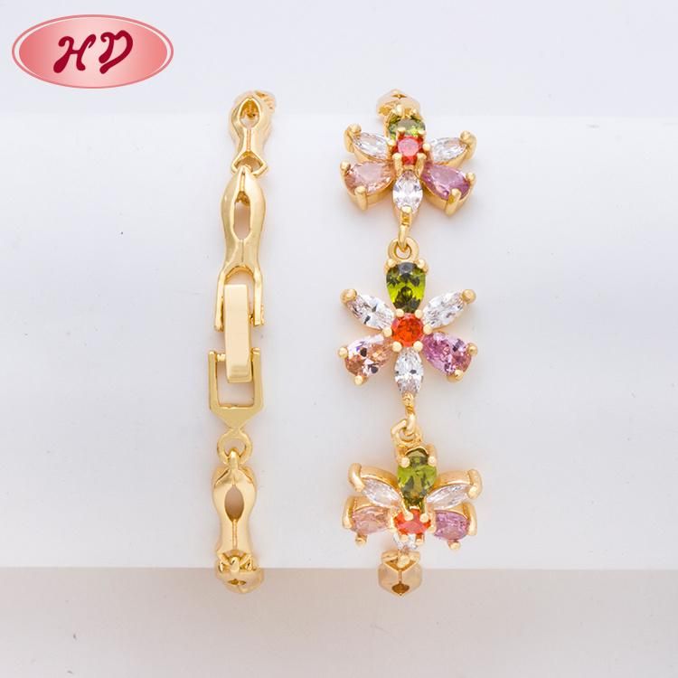 Wholesale Colorful Fashion Jewelry Adjustable 18K Gold Plated Charms Bracelet