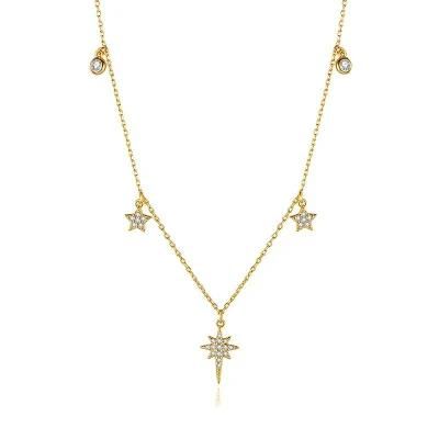 925 Sterling Silver Necklace Trendy Star with Zircon Pendant Clavicle Chain Necklace Women Light Luxury Jewelry