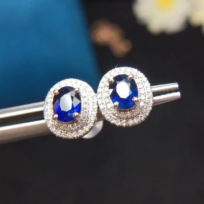 Fashion Sapphire Ear Stud Royal Blue Earrings China