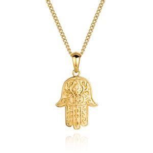 Astofli Wholesale Men Jewelry Stainless Steel Fatima Shape Hamsa Hand Pendant Necklace