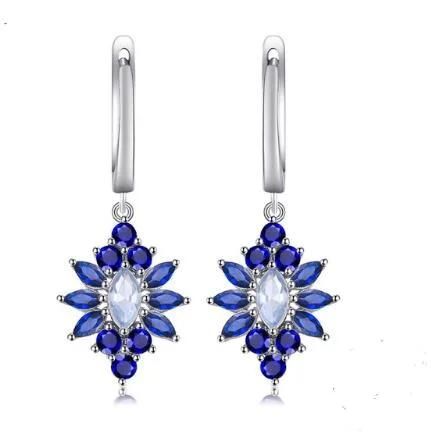 Created Sapphire Earring 925 Sterling Silver Fashion Jewellery/Accessories/Gift for Women