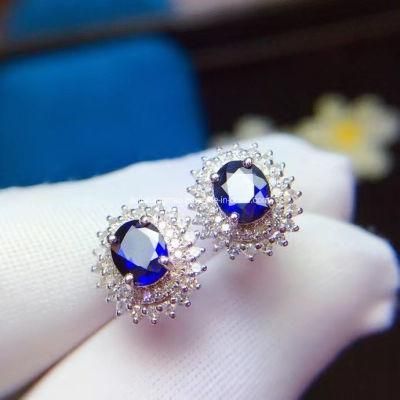 fashion Sapphire Ear Stud Royal Blue Earrings China