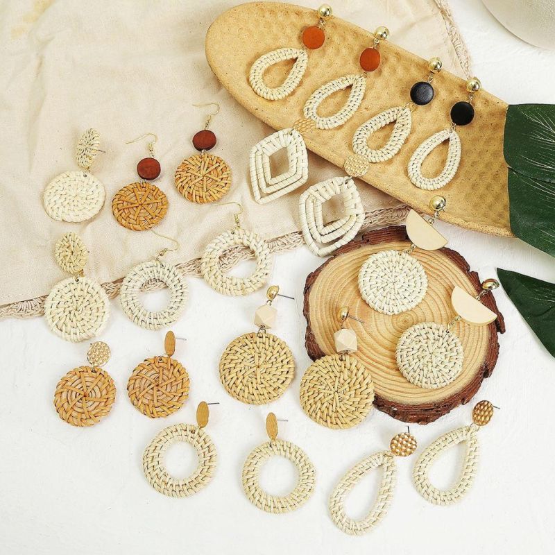 Women Girls Fashion Jewellery Geometric Tassel Woven Handmade Earrings
