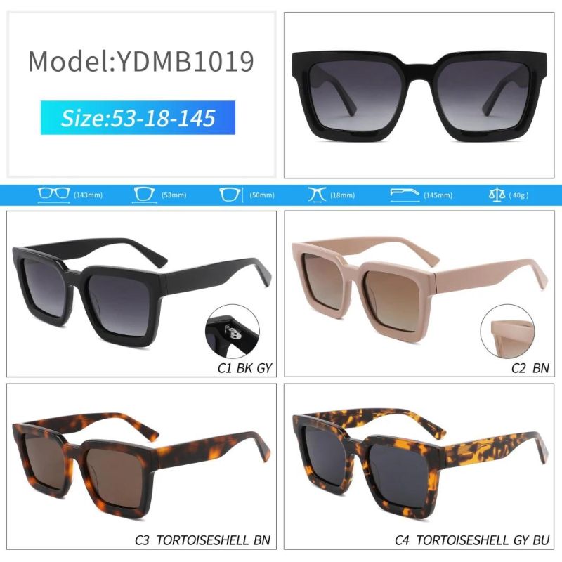 Hot Sell Oversize Square Shape Lens Acetate Frame Sunglasses Fashion Retro Luxury Custom Gradient Eyewear