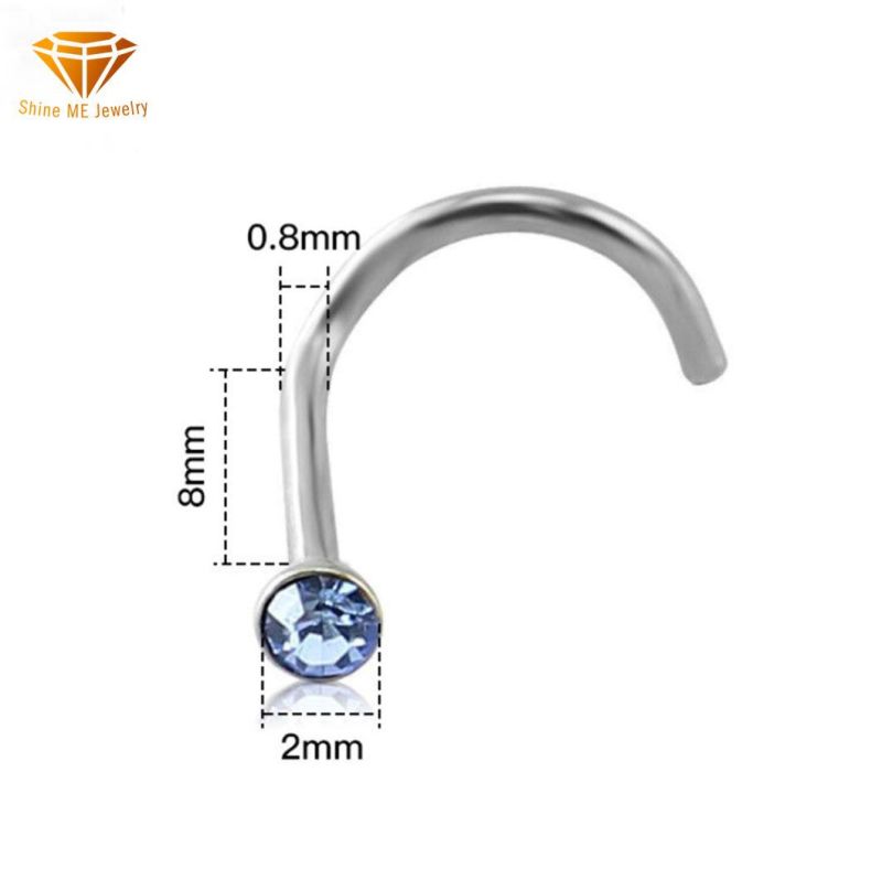 Factory Direct Popular Male and Female Body Piercing Jewelry Stainless Steel Inlaid Zircon 5 Word Curved Nose Nails Ssp060