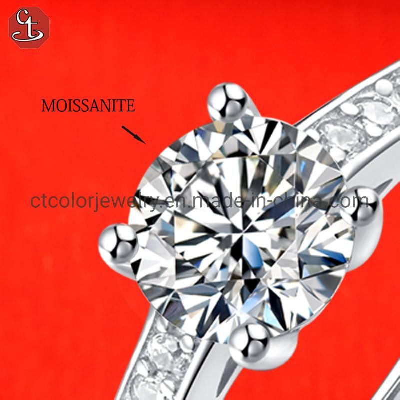 Wholesale Fashion Engagement Ring 1CT moissanite sterling silver ring for women