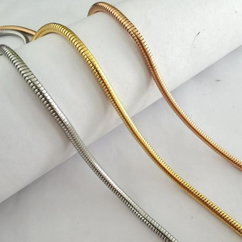 Stock Fashion Jewelry Soft Round Snake Chain Non-Tarnish Stainless Steel Necklace for Pendants Necklaces Handcraft Design