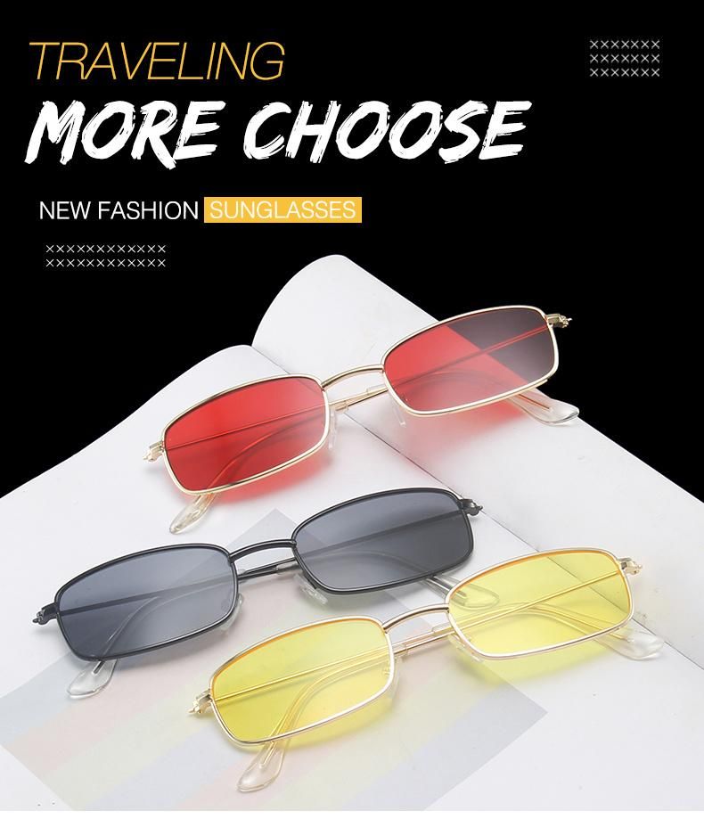 Small Square Frame Sunglasses, Metal Frame, Cross-Border Aliexpress Sunglasses, Big Red Hip-Hop Bungee Glasses