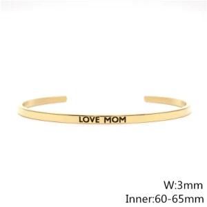 Love Mom Text Cuff Bracelet Stainless Steel Bracelet 60X3mm