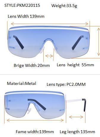 Custom Oversized Onepiece Sun Glasses High Quality Women Metal Polarized UV 400 Best Sunglass with Colord Lens