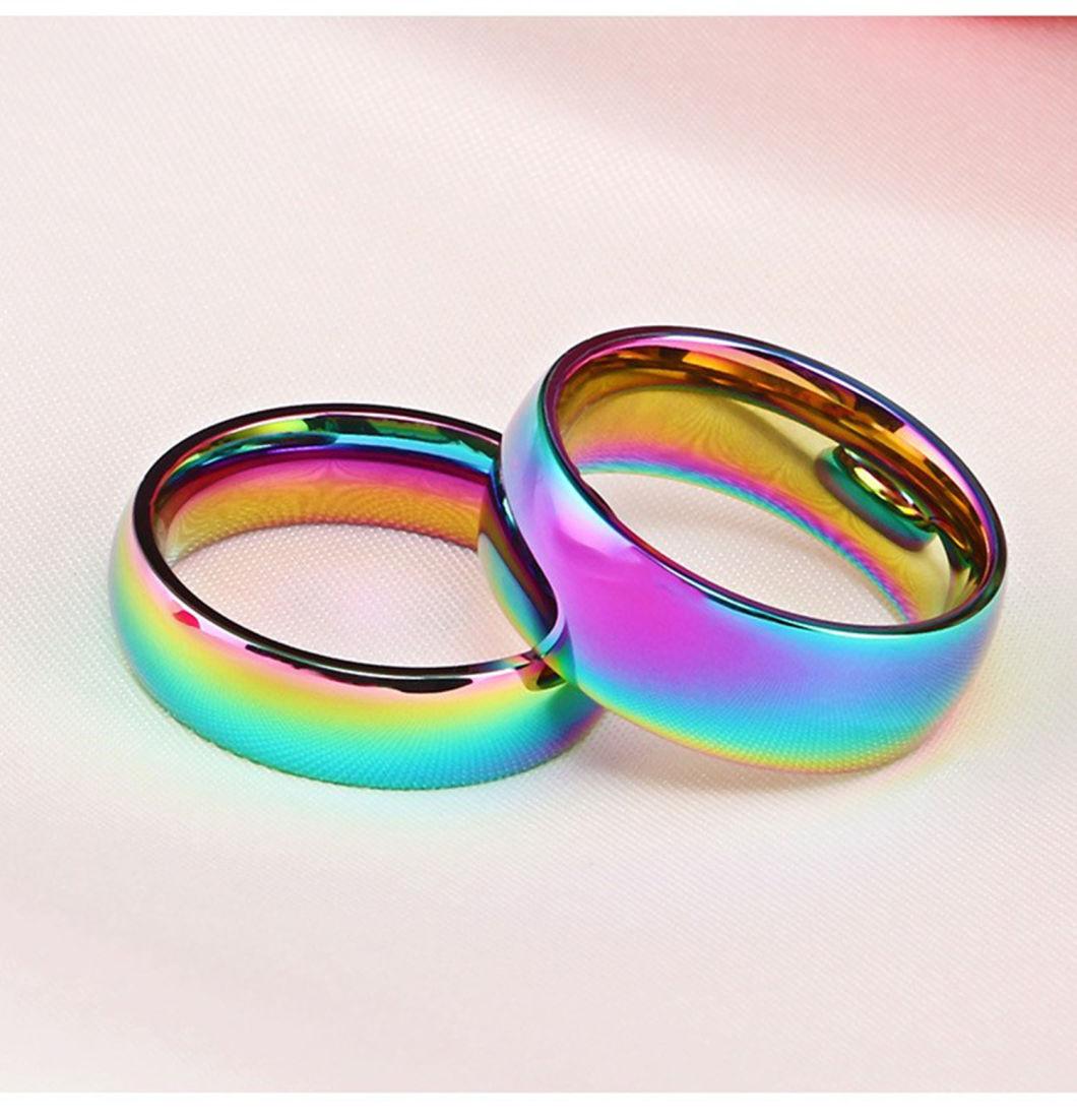 Titanium Steel Colorful Glare Color Ring The Rainbow Ring European and American Fashion Jewelry Wholesale SSR1921