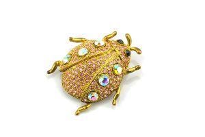 Bc00168 Gold Plated Fashion Jewelry Accessories Crystal Beetle Brooches Alloy Metal Pin Promotion Gift