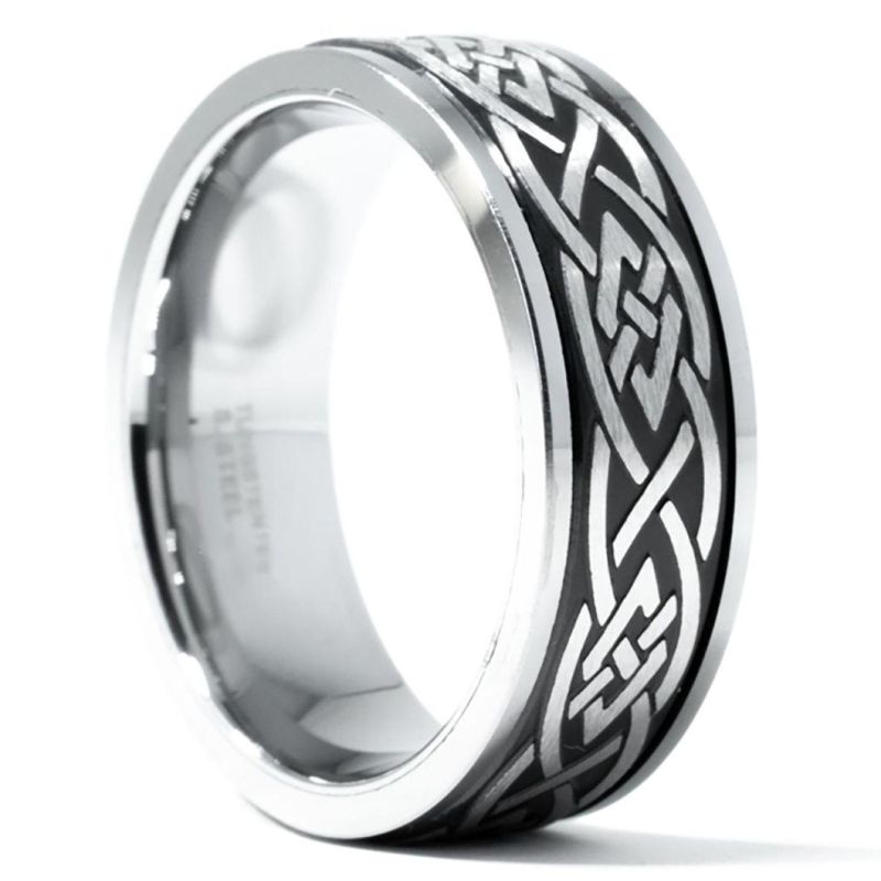 8mm Men′s Tungsten Carbide Ring with Celtic Design